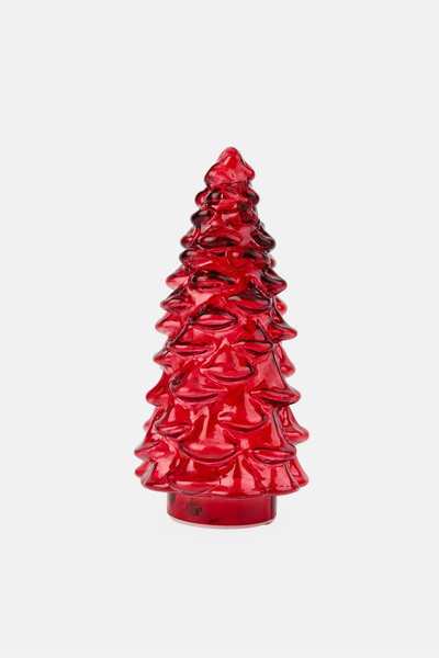 Muy Mucho Christmas Glass Decorative Tree, Red