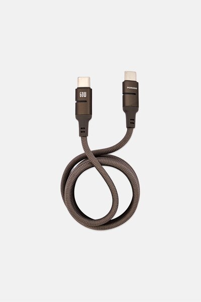 porodo USB-C To USB-C Magnetic Led Cable, Silver