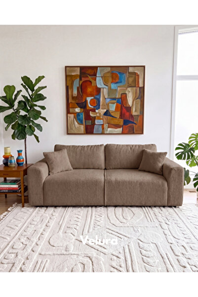 Velura Home & Living Sora 3'lü Kanepe & Üçlü Koltuk - Kahve