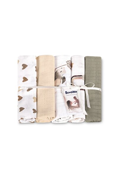 Sensillo Set 5 scutece multifunctionale Mouse Beige 70x80 cm din muselina 100...