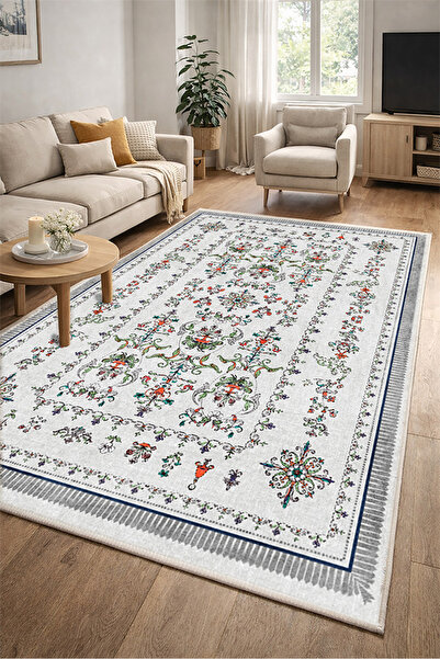Lioara Home Modern Sarmaşık Desen Dijital Baskı Halı | Yıkanabilir Kaymaz Tab...