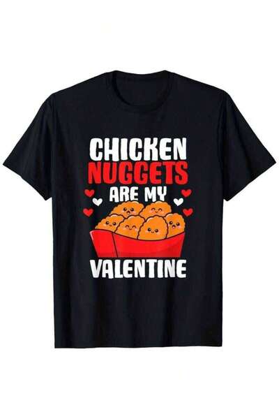 799 تي شيرت بطبعة "Chicken Nuggets Are My Valentine" ناعم وقابل للتنفس، بأكما...