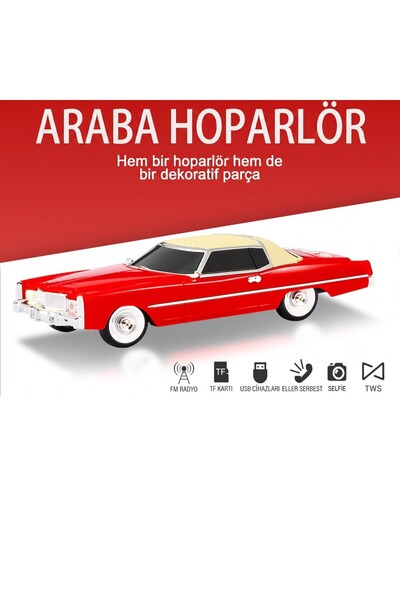 wiks Retro Klasik Otomobil Figürlü Kablosuz Bluetooth Hoparlör - Güçlü Bass, FM Radyo, TF Kart ve USB Girişli Taşınabilir Masaüstü Müzik Sistemi