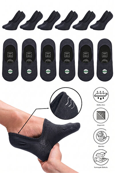 SAYSEZ Smoked Bamboo Men's Ballerina Socks Seamless Invisible Non-Slip Heel S...