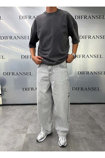 DIFRANSEL JEANS Super Baggy Washed Gray Fit Jeans