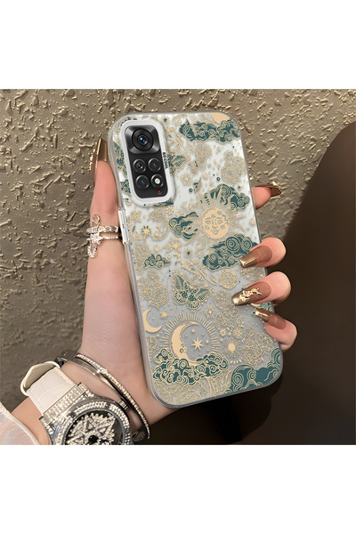 ARTISHELL Redmi Note 12S Uyumlu Altın Renkli Güneş Ay Deseni Şık Telefon Kılıfı