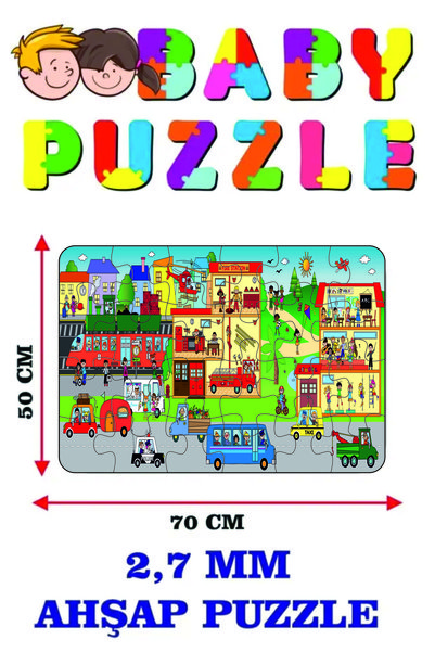 LİPYOS Police, Taxi, Train, Helicopter, City Giant Fun Puzzle 50X70 cm