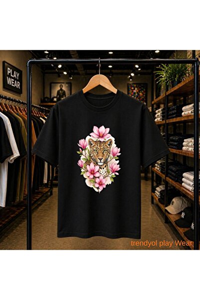 playwear Μπλουζάκι με στάμπα Tiger Pink Tulip, 100% βαμβακερό, oversized, με ...