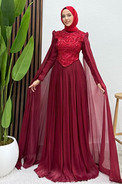 Lamia Giyim Gala Yoryo Abiye Bordo