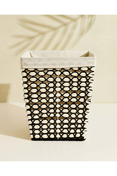 REDTAG Black And Ivory Rope Laundry Hamper M H45X38X38Cm