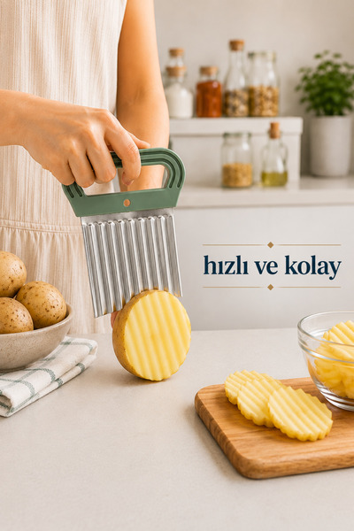Sariva Home Wavy Potato Cutter Chips Chopper Vegetable Slicer Stainless Steel Crinkle Cutter Serrated Potato Cutting Apparatus Kitchen Cutter