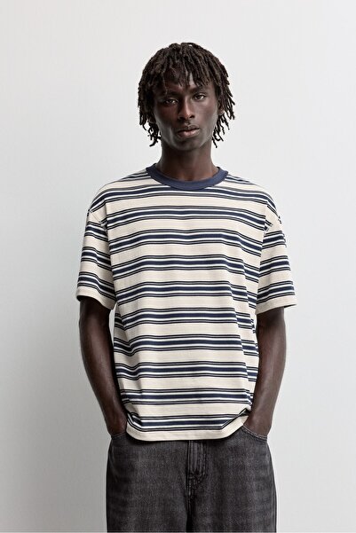 LEFTIES Dokulu çizgili t-shirt
