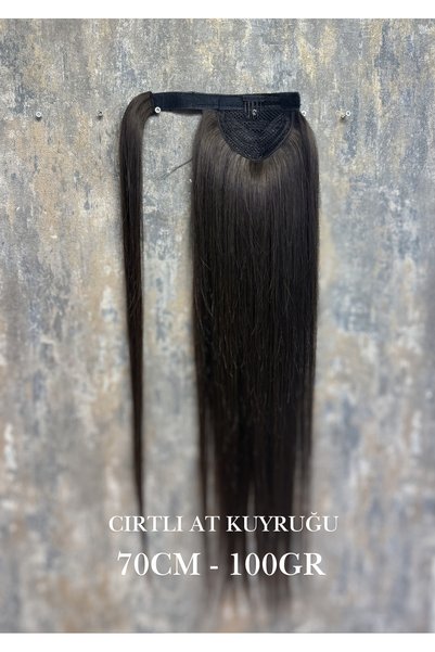 HalitCan HairKing 70 CM Koyu Kumral (H2S#) Özbek Saçı Cırtlı At Kuyruğu – 100 Gr – %100 Gerçek İnsan Saçı