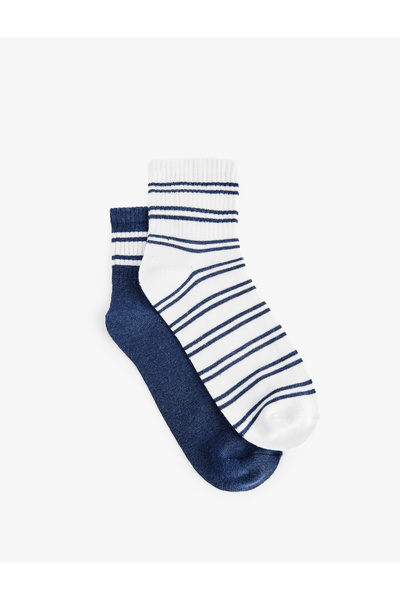 Koton Cotton Striped 2-Piece Booties Socks Set