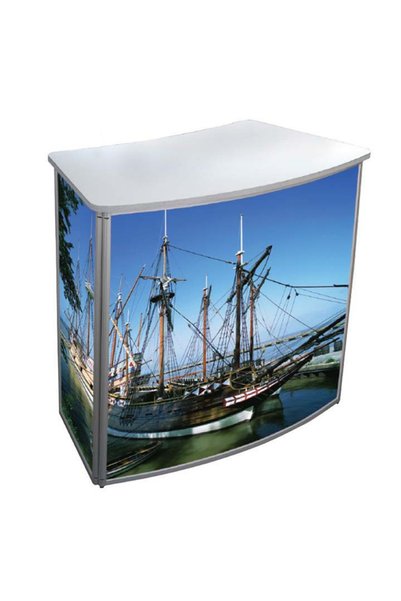reklam etkisi Tanıtım Masası Standart Convex Beyaz Çantalı 80x48 cm - Alüminyum Fuar Standı