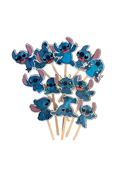 DecoParty Set de decoruri pentru tort – Tematică STITCH, 12 piese, Carton, Be...