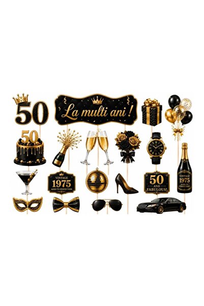 DecoParty Set de decorațiuni pentru tort – La mulți ani la 50 de ani! Set tem...