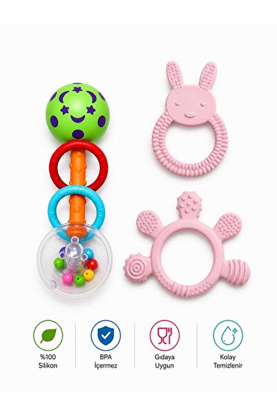 CKM silikon 3-Piece Rattle Teether Set
