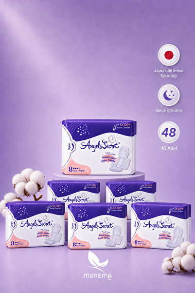 Angels Secret Gece Pedi 6’li Paket 48 Adet – Ultra İnce Japon Jel Emici, Anyo...