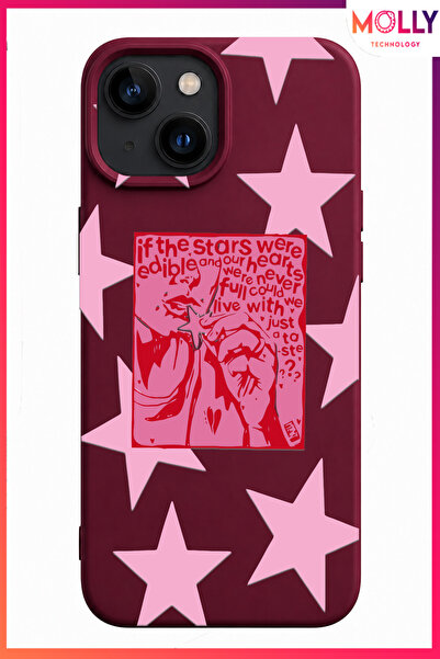 Molly iPhone 13/14 İçin Vişne Çürüğü Craving Stars Desenli İçi Kadife Silikon...