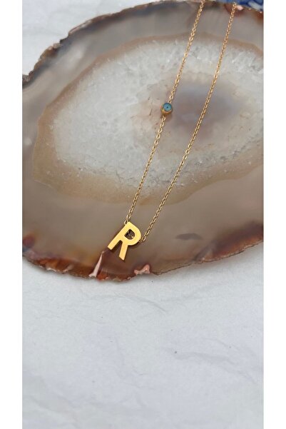 Doğaltaş Masalları Steel R Letter Necklace