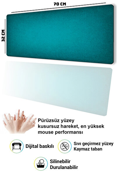 SonicTouch Keyboard Mousepad 32X70Cm Green Aura Seamless Smooth Liquid-Proof ...