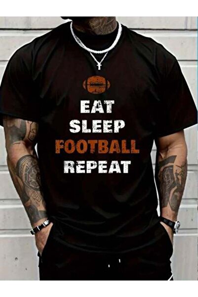 LİNA06 تي شيرت مطبوع عليه 100% قطن Eat Sleep Retriat Love Football Vintage Gi...