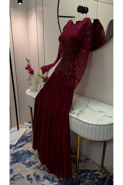 DAKEN Women's Burgundy Dress High-End
