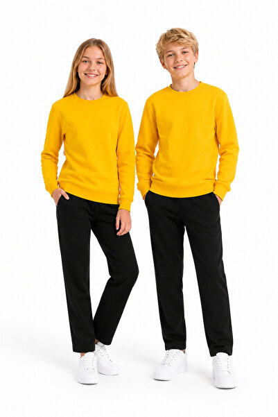 Marco Ferry Unisex Children's Cotton Crew Neck Tracksuit Set Yellow-301
