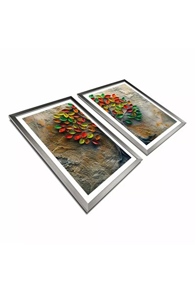 OEM Set de 2 tablouri decorative, MDF/lemn, 38x53 cm, multicolor