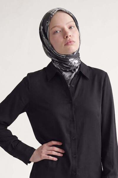 Levidor وشاح مارفيللا منقوش بحبل أنثراسايت