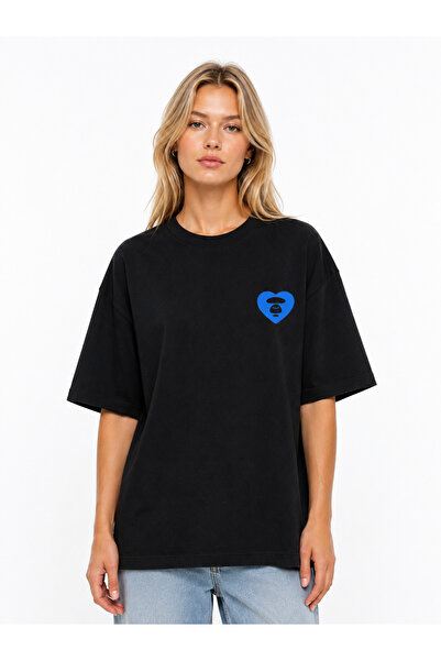Compostela Unisex Women's Men's Bape Ape Heart Logo Front Printed Oversized T...