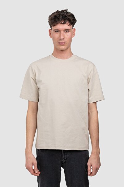 BrunoLeoni Men's straight-cut Cotton t-shirt , cream S