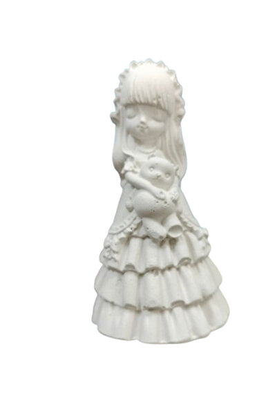 OEM Plaster figurines for painting, 3D Princess with bear, 8 cm