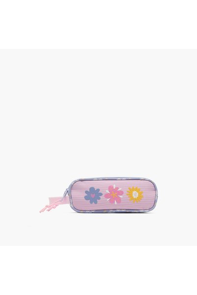 safta Floral Print Double Pencil Case with Double Compartments
