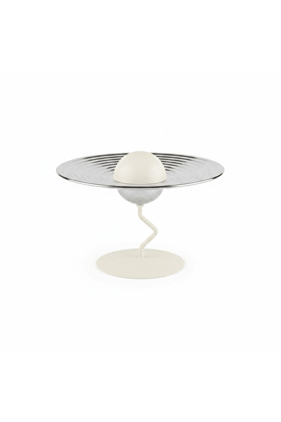 AKDC Silver & Cream Metal Footed Candy Tray - 16×26 cm