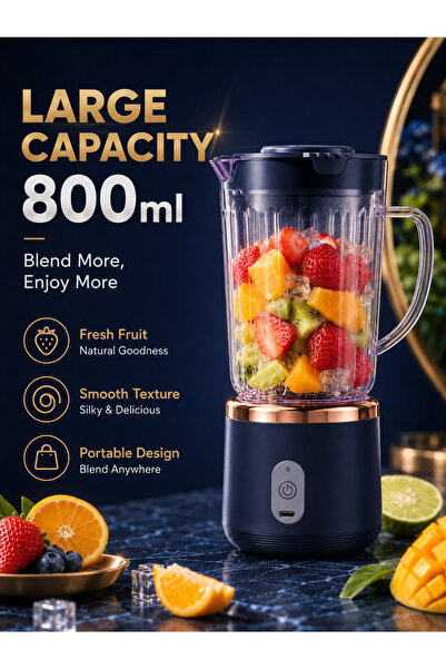 Choice1 Single Cup Food Grade 800ml Wireless Blender 1500mAh Battery 6 Blade ...