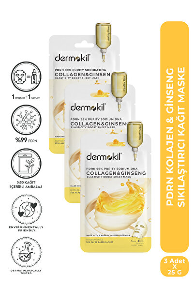 Dermokil Pdrn & Collagen & Ginseng Firming Sheet Face Mask 25 g X 3 Pieces