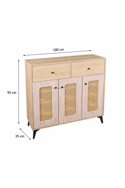 on home Multi-purpose Storage Cabinet Shoe Rack 100 cm Wooden with Two Doors and Two Drawers