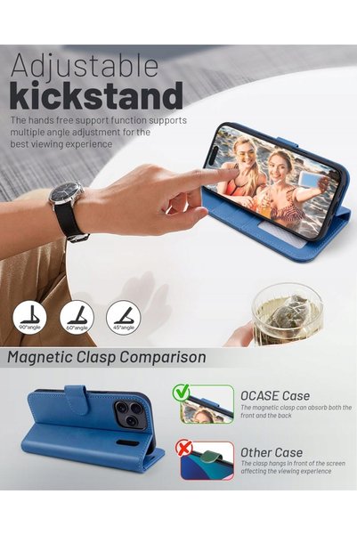 NO BRAND Husă flip din piele Ocase pentru iPhone 17 Pro, tip portofel, cu pro...