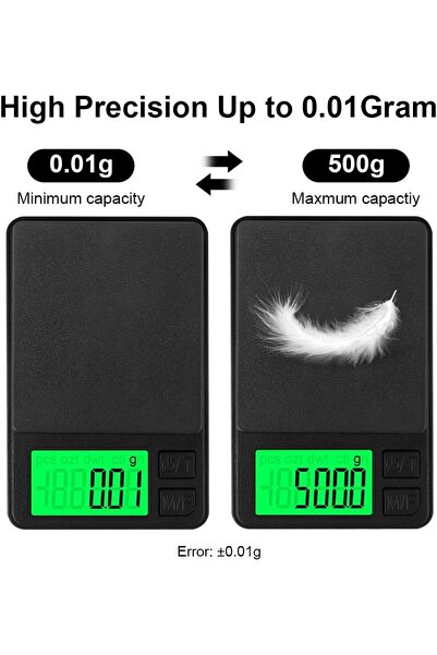NO BRAND Cântar electronic de buzunar de precizie 500g / 0,01g LCD Mini