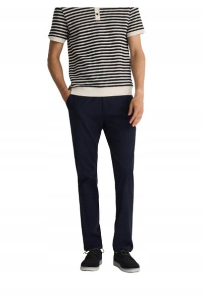 NO BRAND Pantaloni chino bleumarin clasici, uni, cu buzunare, croială slim, 38