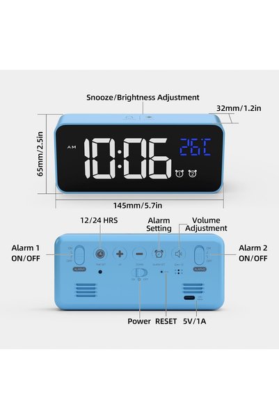NO BRAND Ceas deșteptător digital cu afișaj mare latec 8808 argintiu