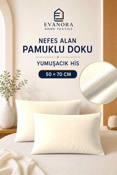 evonora Set de 2 huse de pernă Evanora Home Textile Seria Riva Ecru 50 x 70 cm