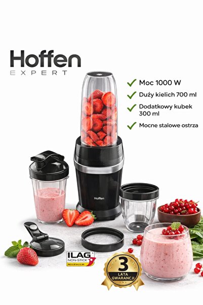NO BRAND Hoffen Expert Nutri Blender cu lamă 1000W Negru Set 2 recipiente