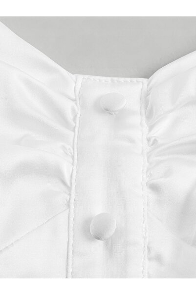 NO BRAND Rochie mini albă evazată din satin cu bretele și fermoar Shein 38
