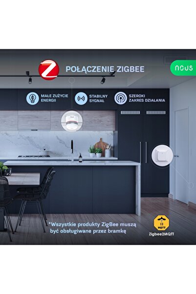 NO BRAND Detector de fum Zigbee 3.0, Alarmă de incendiu 85dB, Senzor inteligent