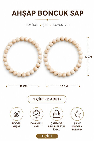 vollen yarn Doğal Masif Ahşap Boncuklu Çanta Sapı 12 cm 1 Çift (2 Adet) Yuvar...