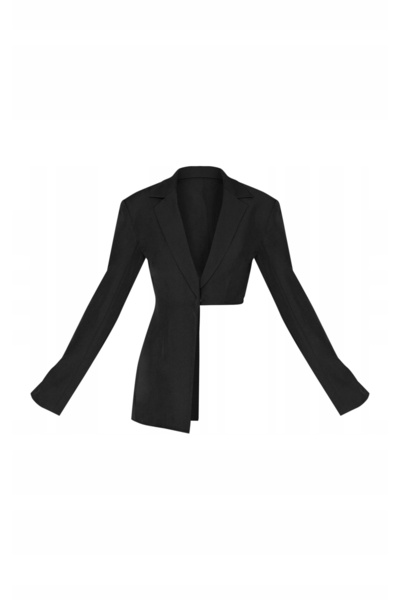 NO BRAND Sacou negru scurt cu mâneci lungi și pernuțe Prettylittlething 38