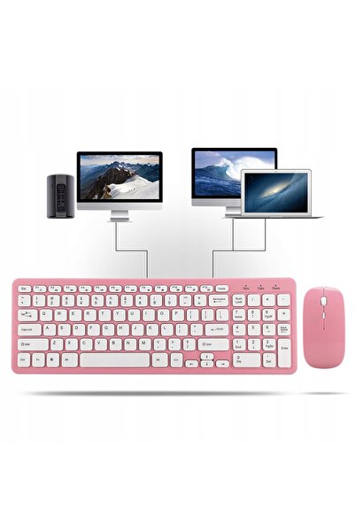 NO BRAND Set tastatură și mouse wireless, tastatură silențioasă, roz
